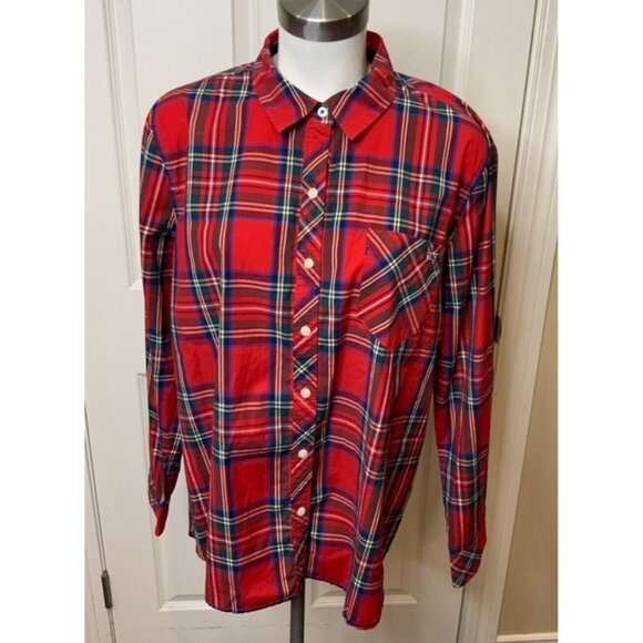Vineyard Vines Red Tartan Plaid Check Button-Up Shirt, Size 16 - Picture 1 of 5
